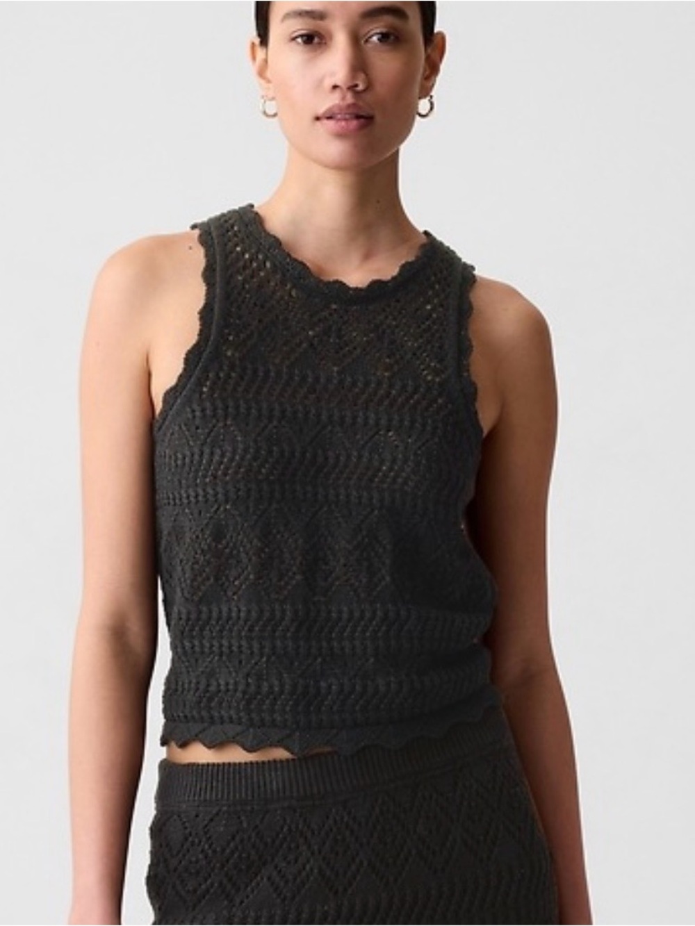 GAP Black Open-Knit Crochet Tank